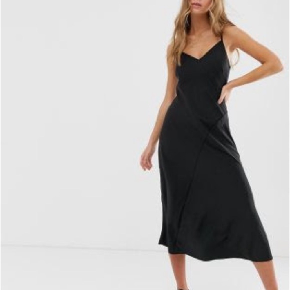 New Look Black Satin Slip Dress Size 2